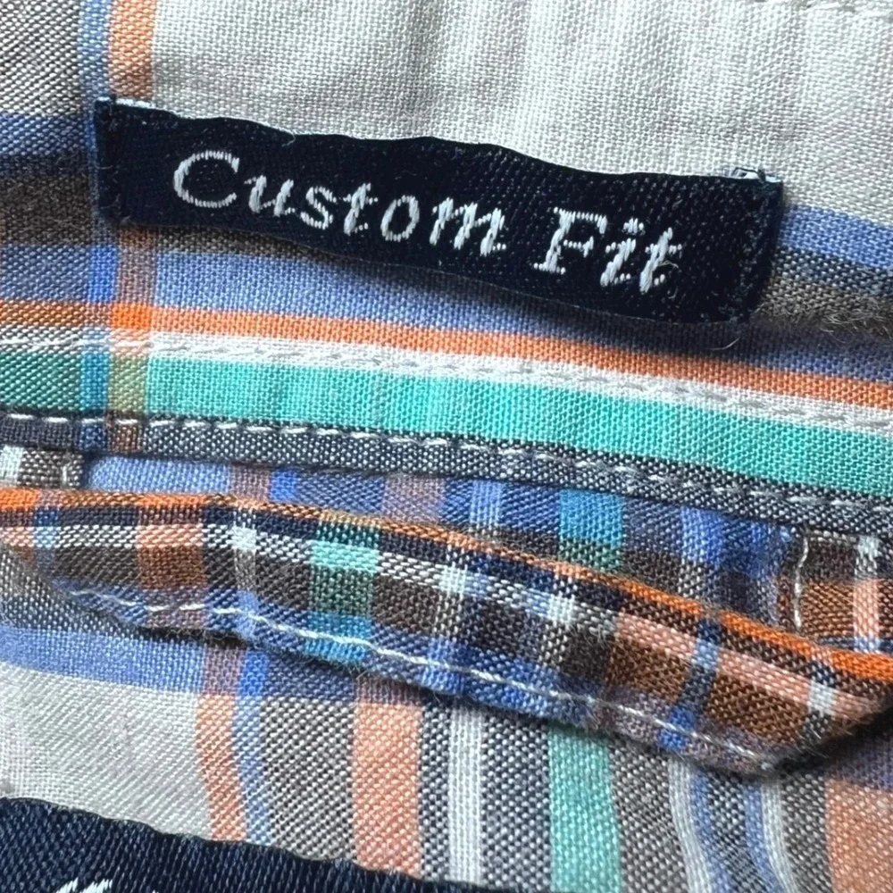 Chaps Mens Size Medum Custom Fit Shirt Plaid Long Sleeve Business Casual Preppy